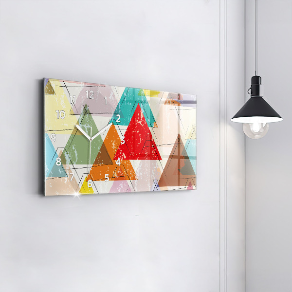 Glass wall clock rectangular Triangles geometric pattern