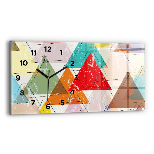 Glass wall clock rectangular Triangles geometric pattern