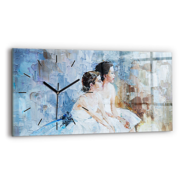 Glass wall clock rectangular Young ballerinas