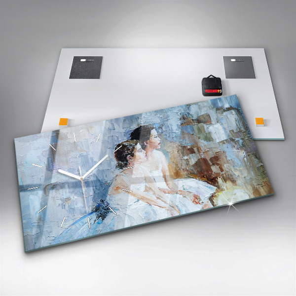 Glass wall clock rectangular Young ballerinas