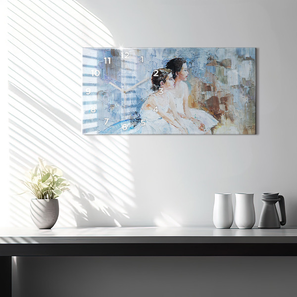 Glass wall clock rectangular Young ballerinas