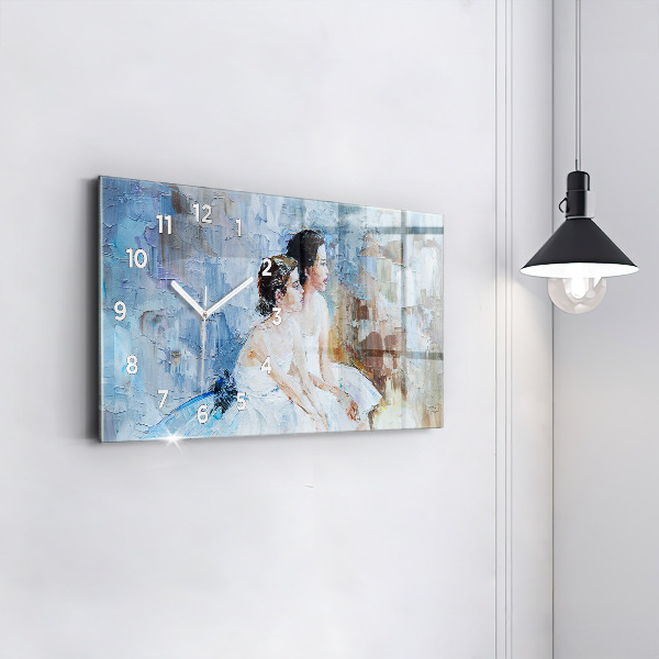 Glass wall clock rectangular Young ballerinas