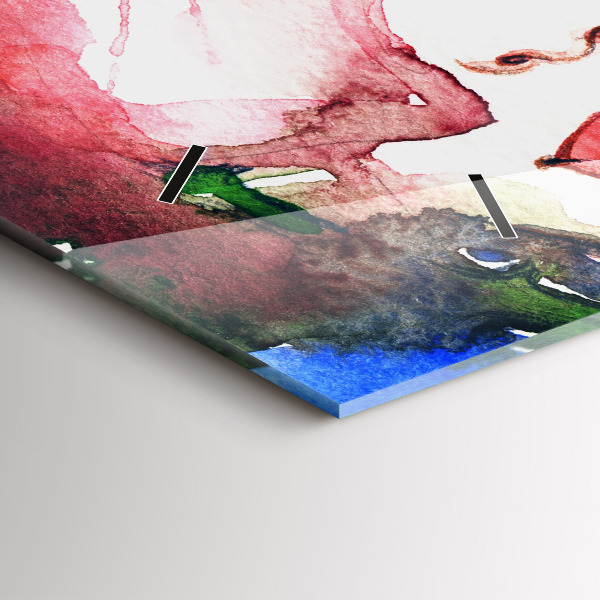 Glass wall clock rectangular colorful portrait of a woman