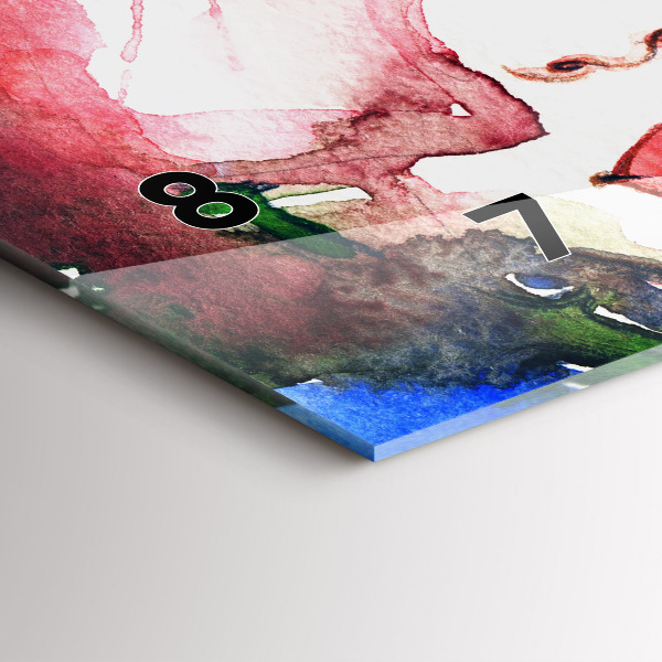 Glass wall clock rectangular colorful portrait of a woman