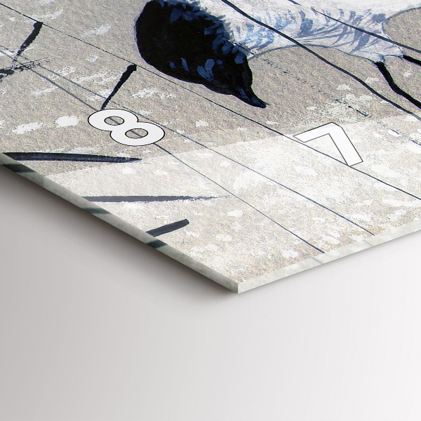 Glass wall clock rectangular Cranes in the reeds