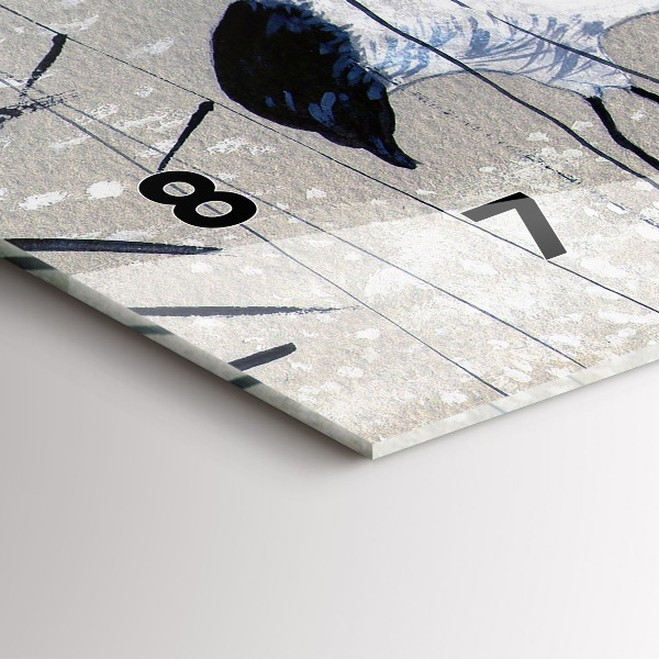 Glass wall clock rectangular Cranes in the reeds