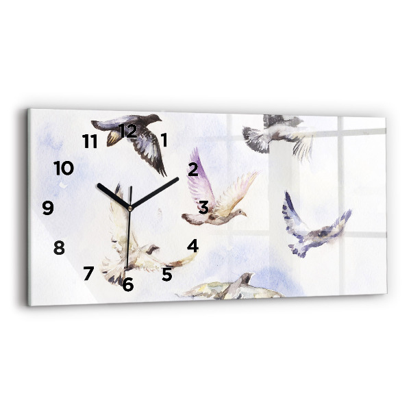 Glass wall clock rectangular Flying birds