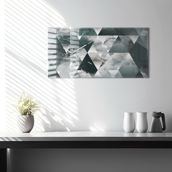 Glass wall clock rectangular Abstract sea waves