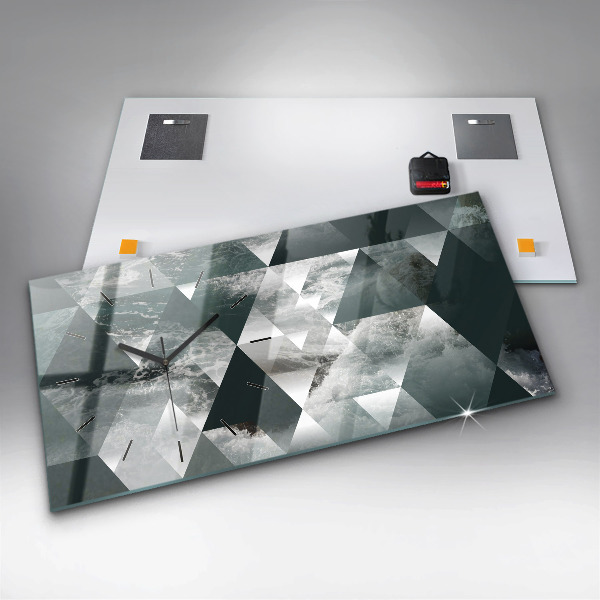 Glass wall clock rectangular Abstract sea waves