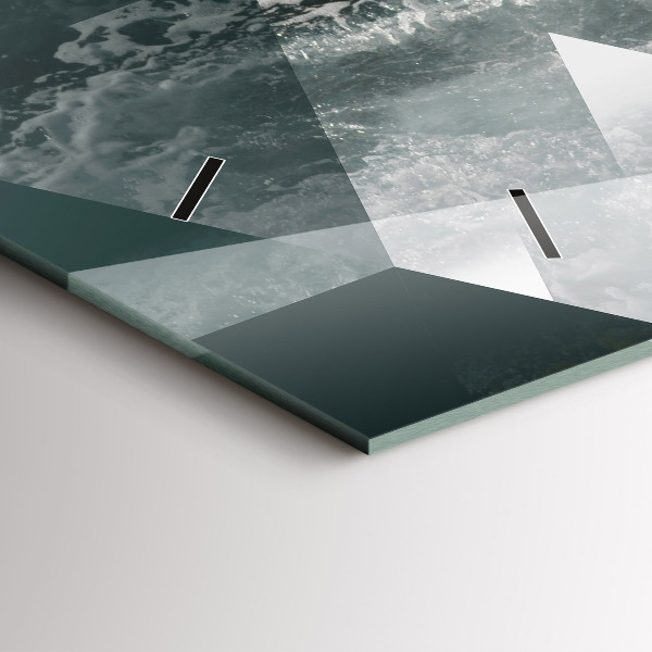 Glass wall clock rectangular Abstract sea waves