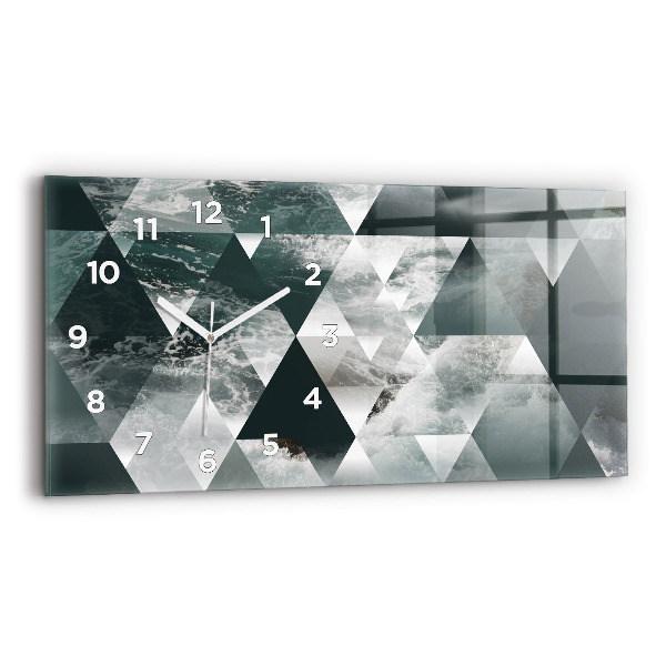 Glass wall clock rectangular Abstract sea waves