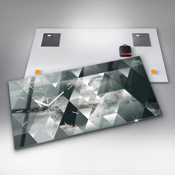 Glass wall clock rectangular Abstract sea waves