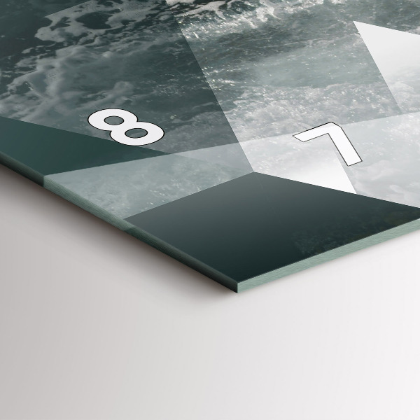 Glass wall clock rectangular Abstract sea waves