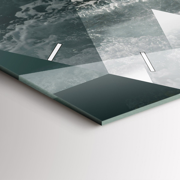 Glass wall clock rectangular Abstract sea waves
