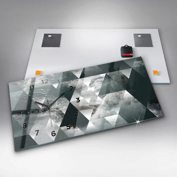 Glass wall clock rectangular Abstract sea waves
