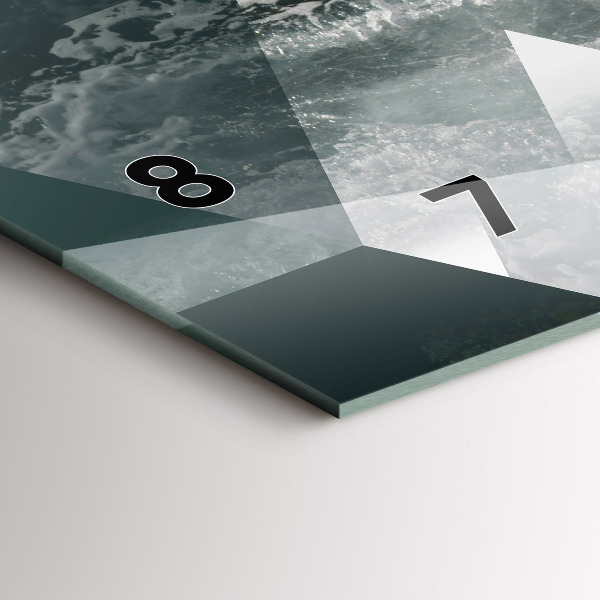 Glass wall clock rectangular Abstract sea waves