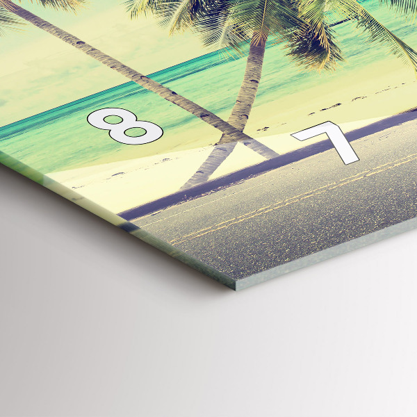 Glass wall clock rectangular Car with surfboard