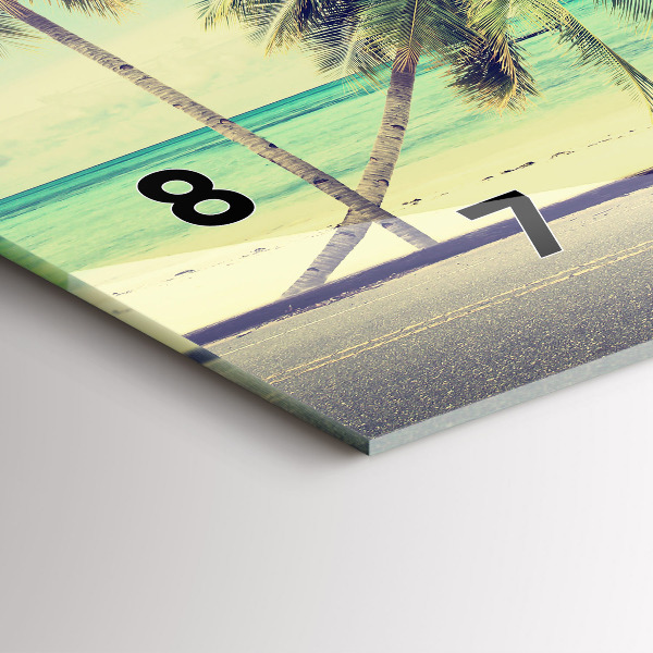 Glass wall clock rectangular Car with surfboard