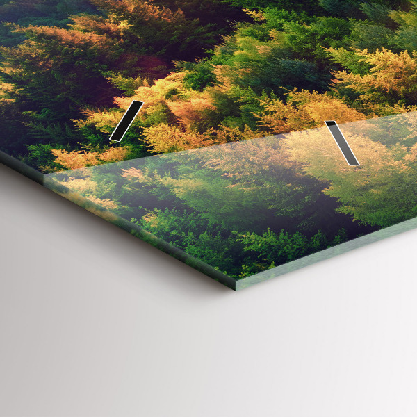 Glass wall clock rectangular Sunset over the hills