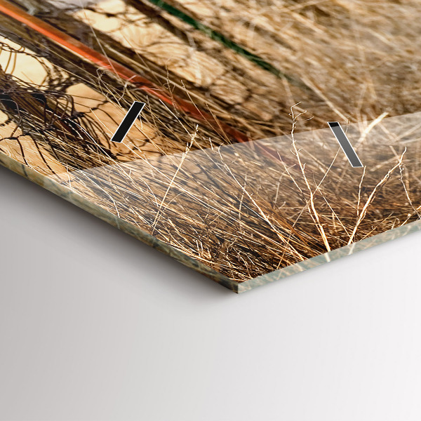 Glass wall clock rectangular Old cars