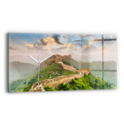 Glass wall clock rectangular The Great Wall of China