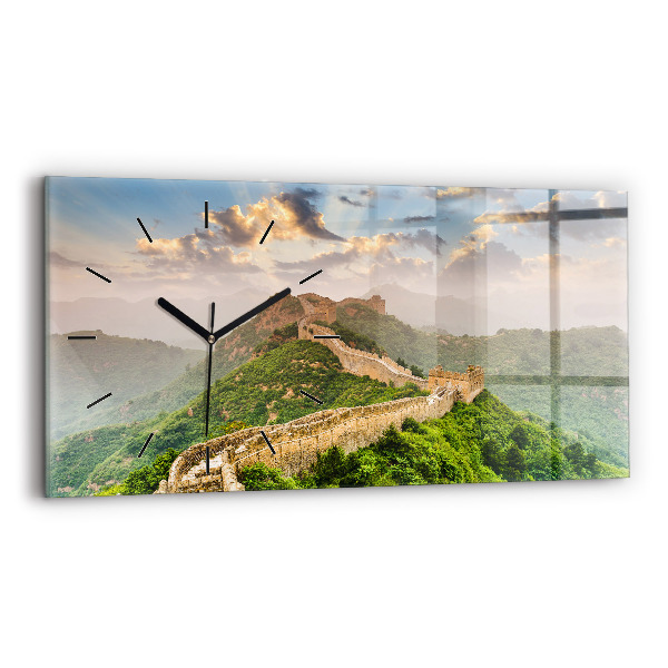 Glass wall clock rectangular The Great Wall of China