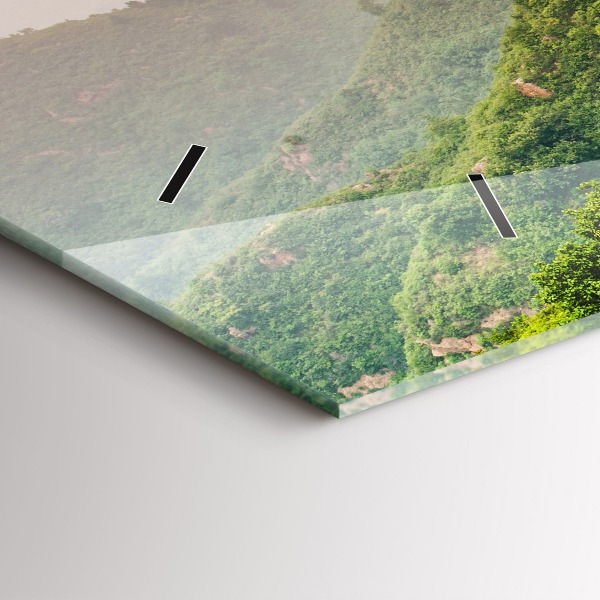 Glass wall clock rectangular The Great Wall of China