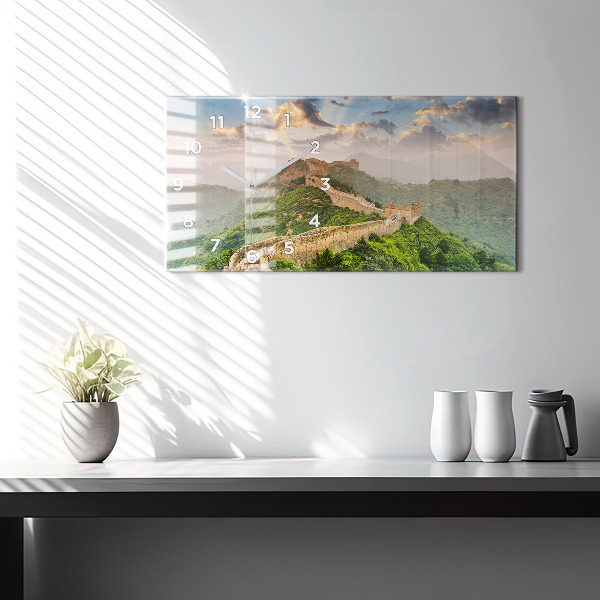 Glass wall clock rectangular The Great Wall of China
