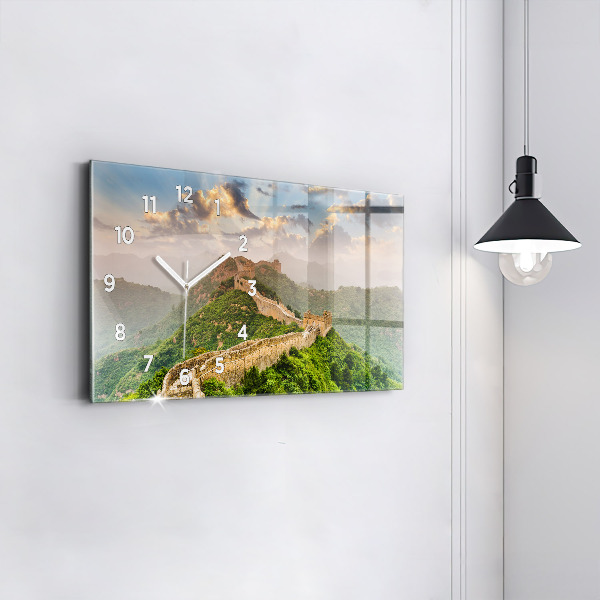 Glass wall clock rectangular The Great Wall of China