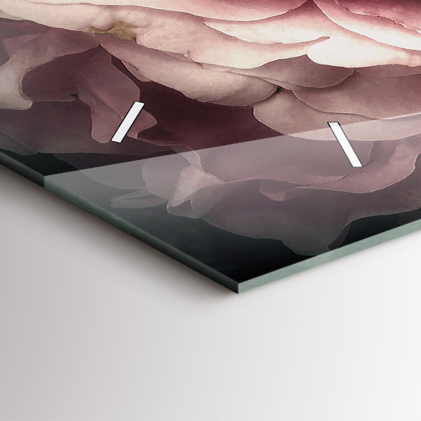 Glass wall clock rectangular Bouquet of pink roses