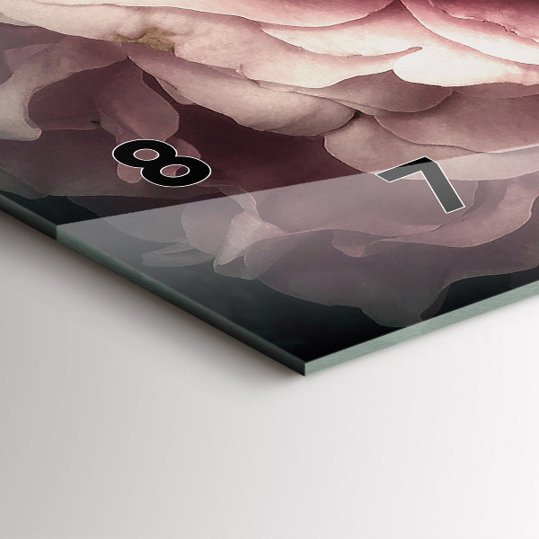 Glass wall clock rectangular Bouquet of pink roses
