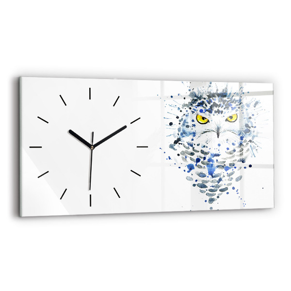 Glass wall clock rectangular Owl look