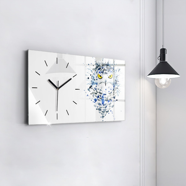Glass wall clock rectangular Owl look