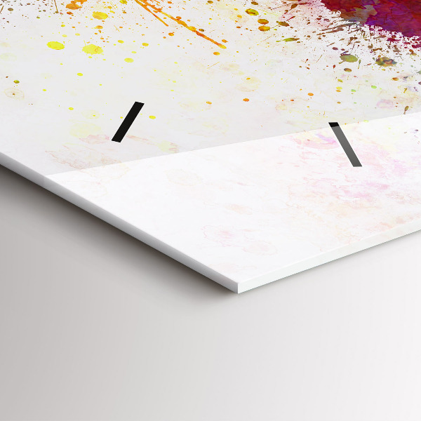 Glass wall clock rectangular Watercolor map of the world