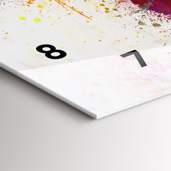 Glass wall clock rectangular Watercolor map of the world