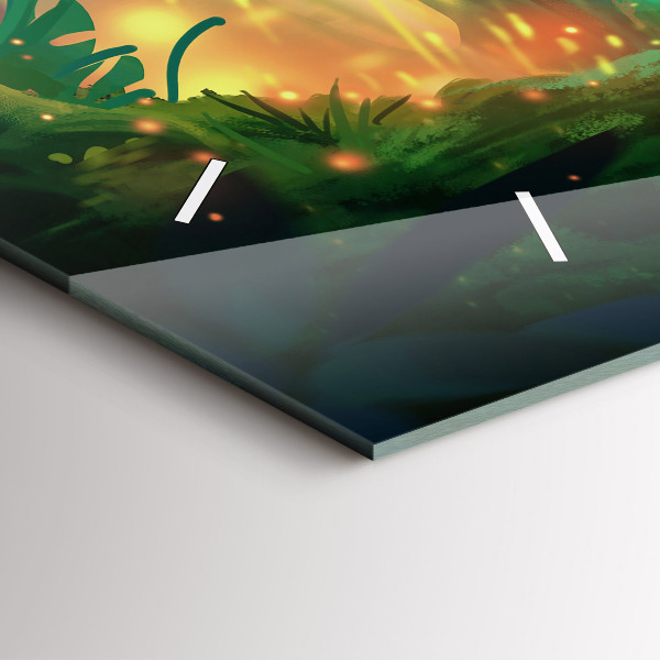 Glass wall clock rectangular Children in a fairytale forest