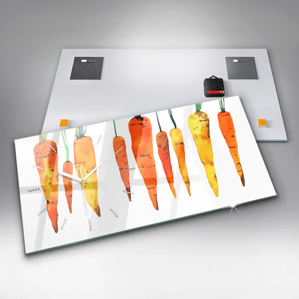 Glass wall clock rectangular Carrot illustration