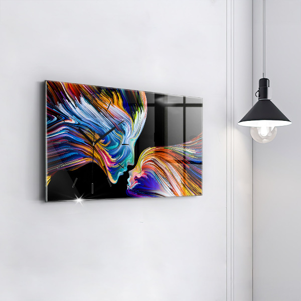 Glass wall clock rectangular Emotional art