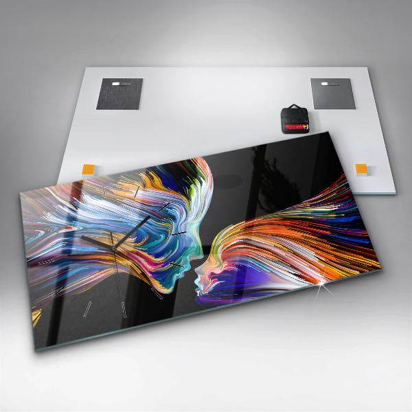 Glass wall clock rectangular Emotional art