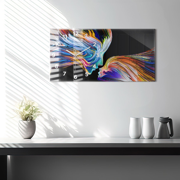 Glass wall clock rectangular Emotional art