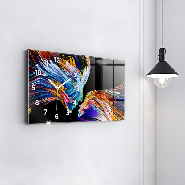 Glass wall clock rectangular Emotional art