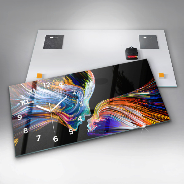 Glass wall clock rectangular Emotional art