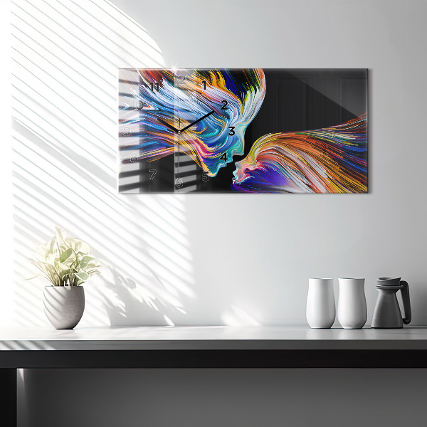Glass wall clock rectangular Emotional art