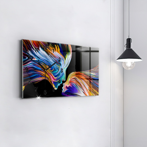 Glass wall clock rectangular Emotional art