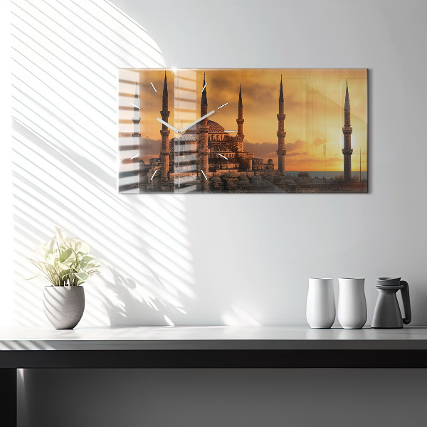 Glass wall clock rectangular Mosque in Istanbul