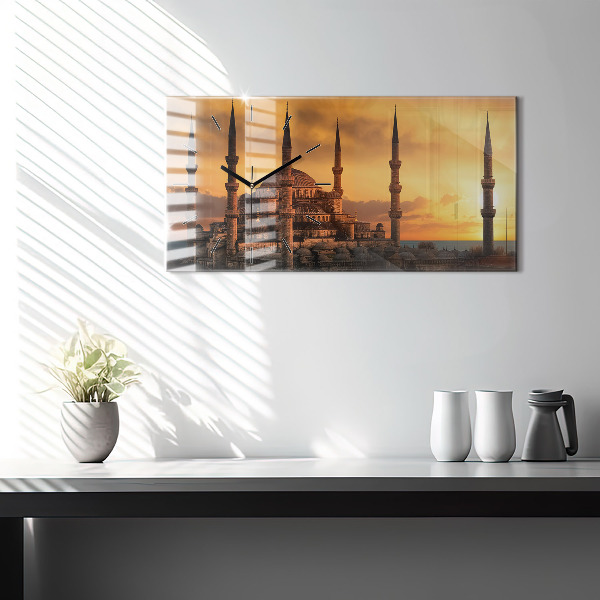 Glass wall clock rectangular Mosque in Istanbul