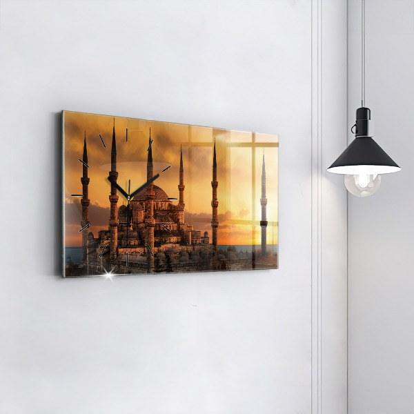 Glass wall clock rectangular Mosque in Istanbul