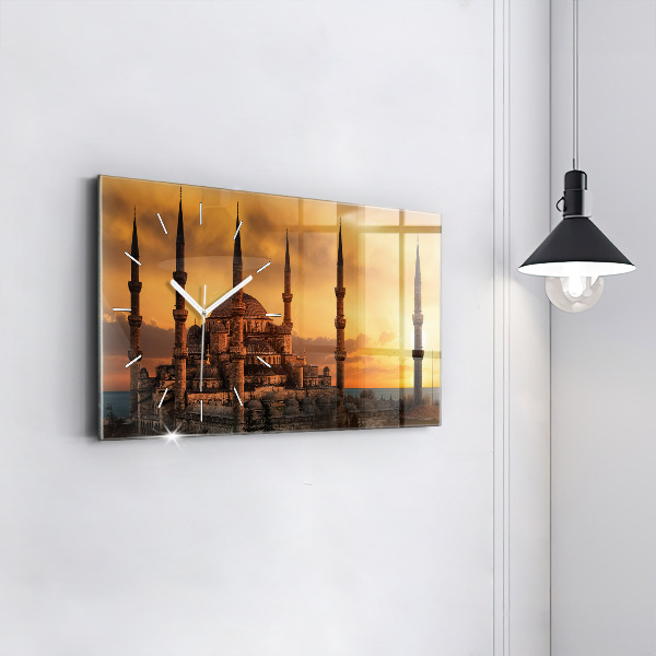 Glass wall clock rectangular Mosque in Istanbul