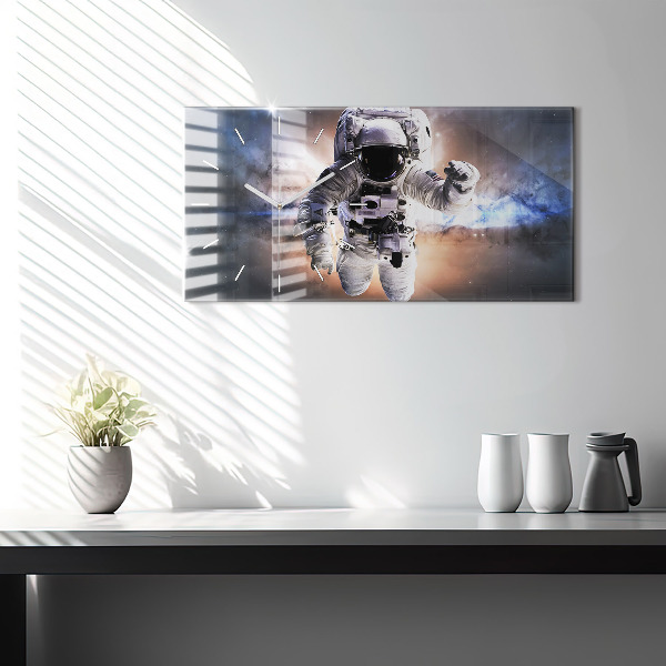 Glass wall clock rectangular Astronaut in space