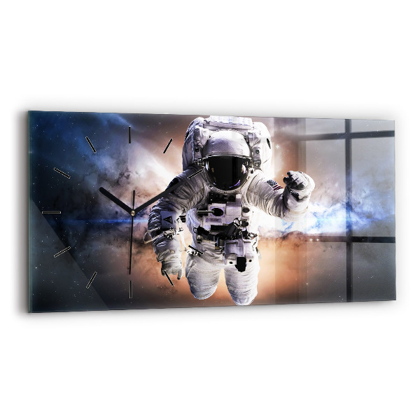 Glass wall clock rectangular Astronaut in space